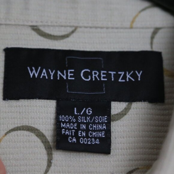Vintage Silk Wayne Gretsky Button Down Short Sleeve Collared Shirt Size Large - Picture 3 of 6
